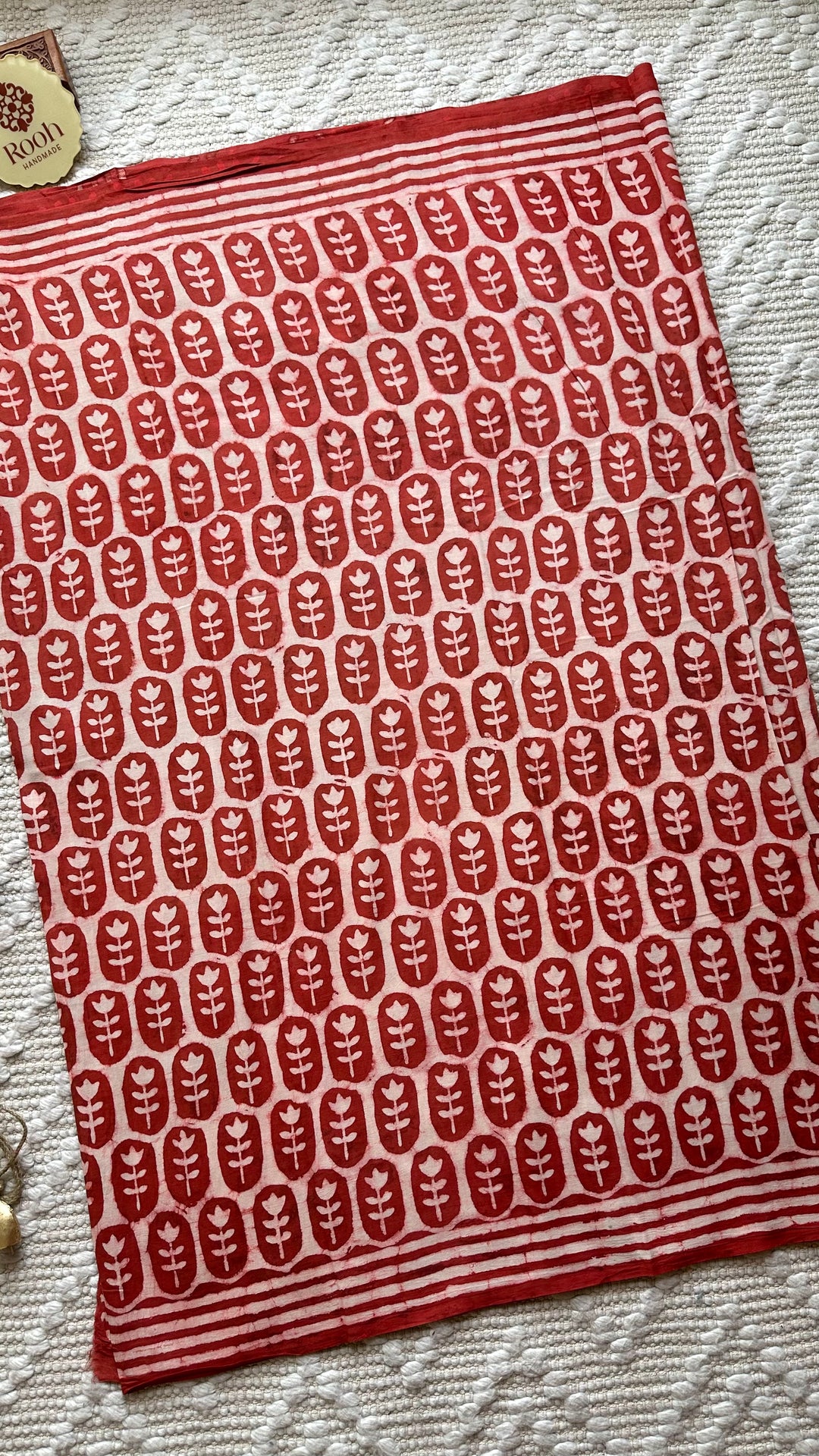 BAGRU HAND BLOCK PRINTED SOFT MULMUL COTTON SAREE- 093