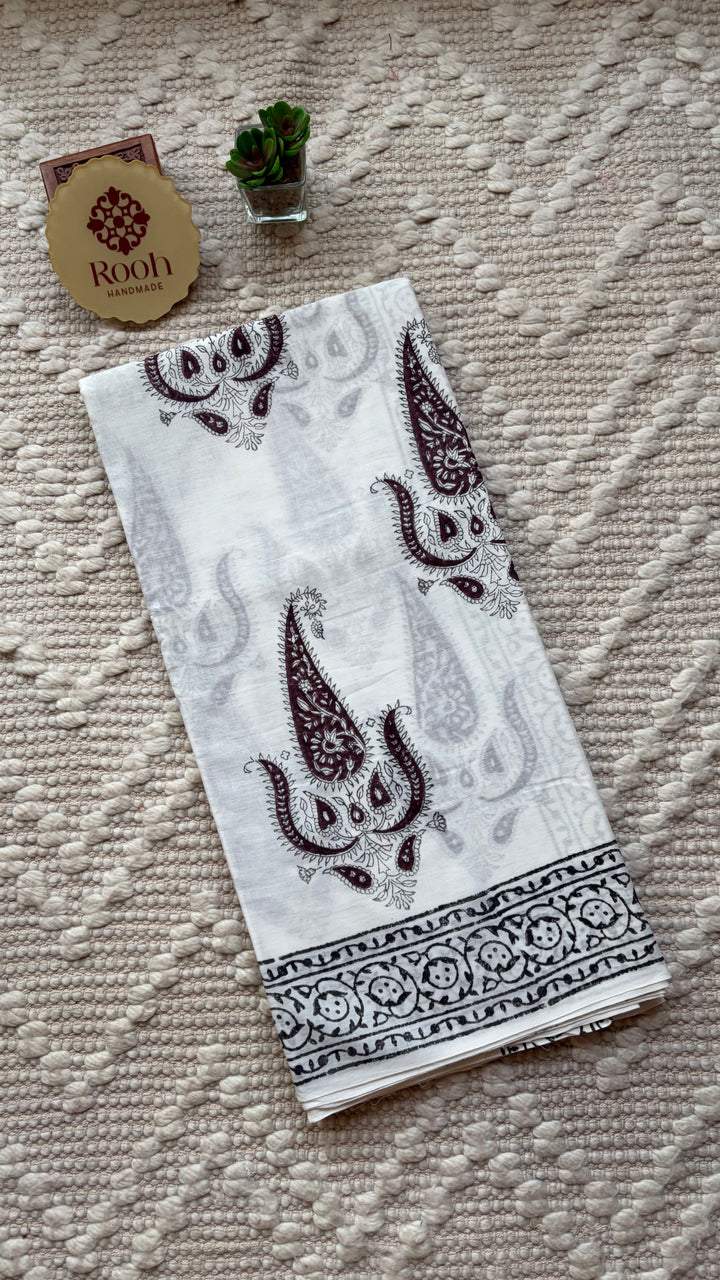 BAGRU HAND BLOCK PRINTED SOFT MULMUL COTTON SAREE- 103