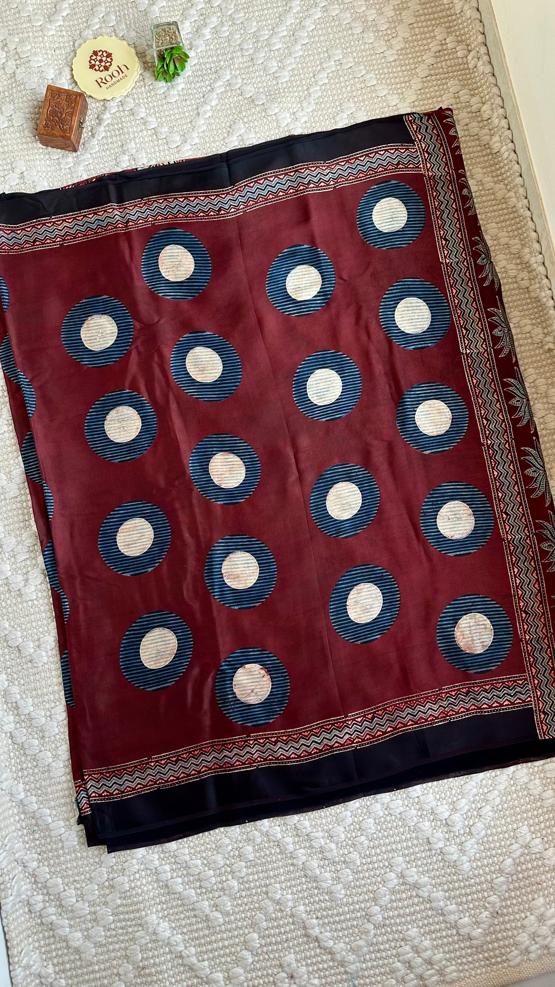 AARVI - PREMIUM AJRAKH HAND BLOCK PRINTED MODAL SILK SAREE