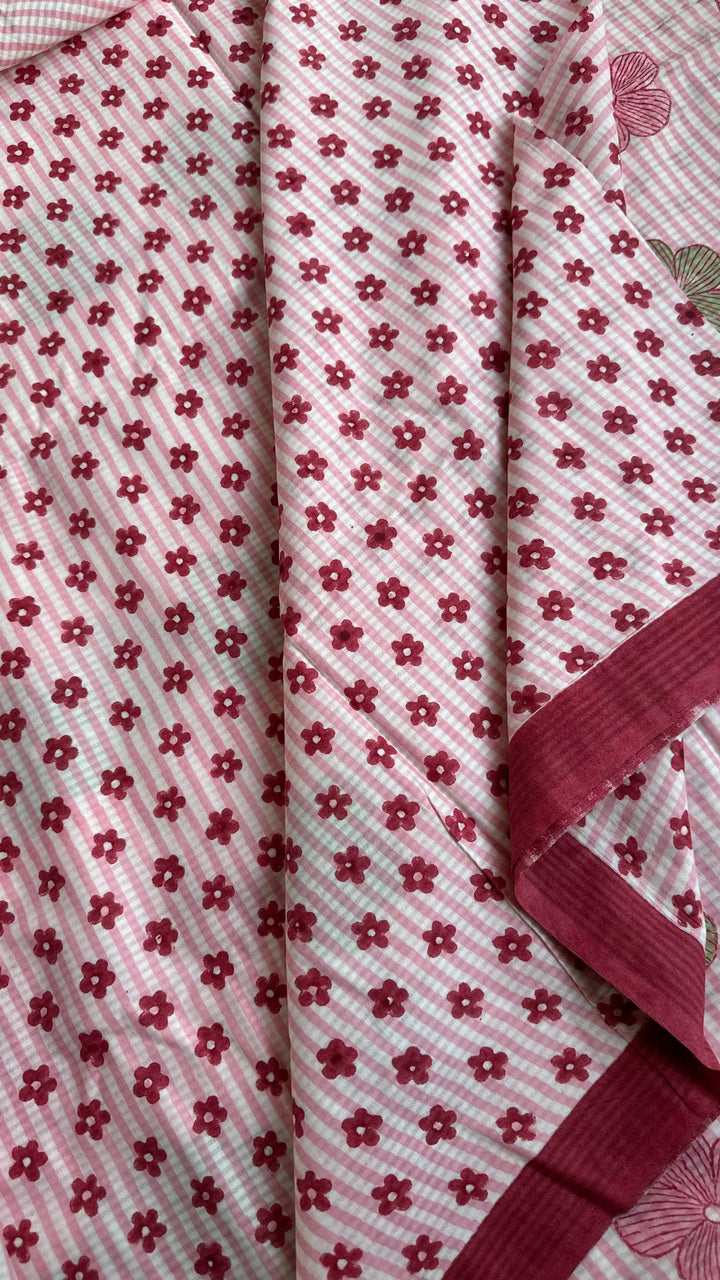 SANGANERI HAND BLOCK PRINTED SOFT COTTON SAREE- 023