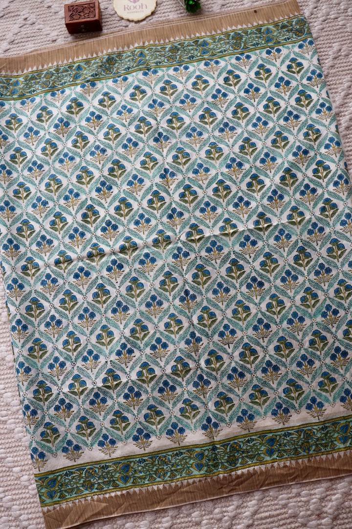 SANGANERI HAND BLOCK PRINTED SILK COTTON SAREE- 004