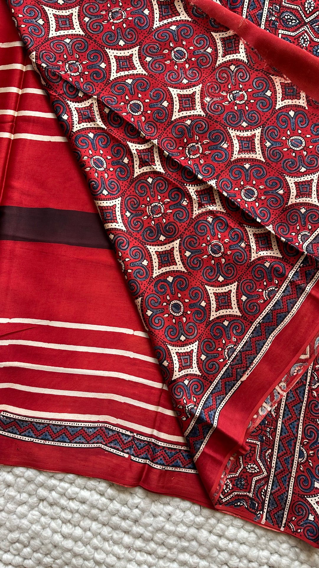 ROOH EXCLUSIVES- AJRAKH HAND BLOCK PRINTED PREMIUM MODAL SILK SAREE 23