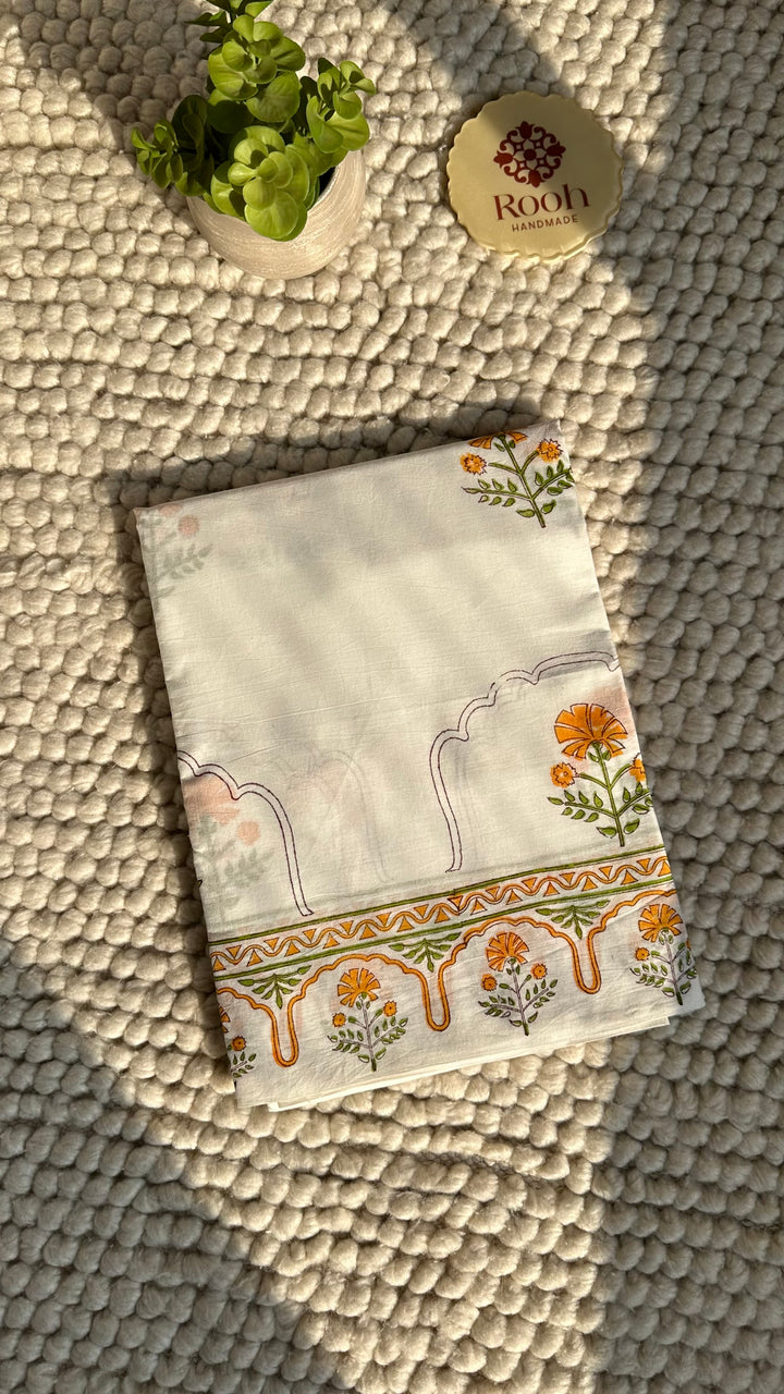 BAGRU HAND BLOCK PRINTED SOFT MULMUL COTTON SAREE- 115 (DISPATCH TIME - 7-10 DAYS)