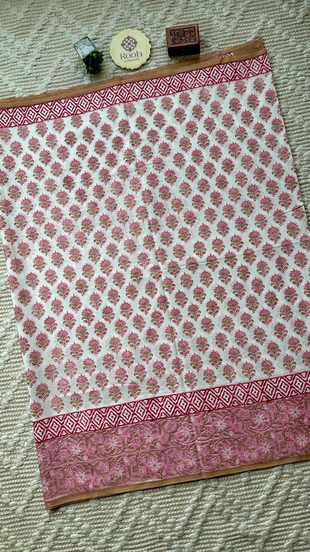 SANGANERI HAND BLOCK PRINTED SOFT MULMUL COTTON SAREE- 016