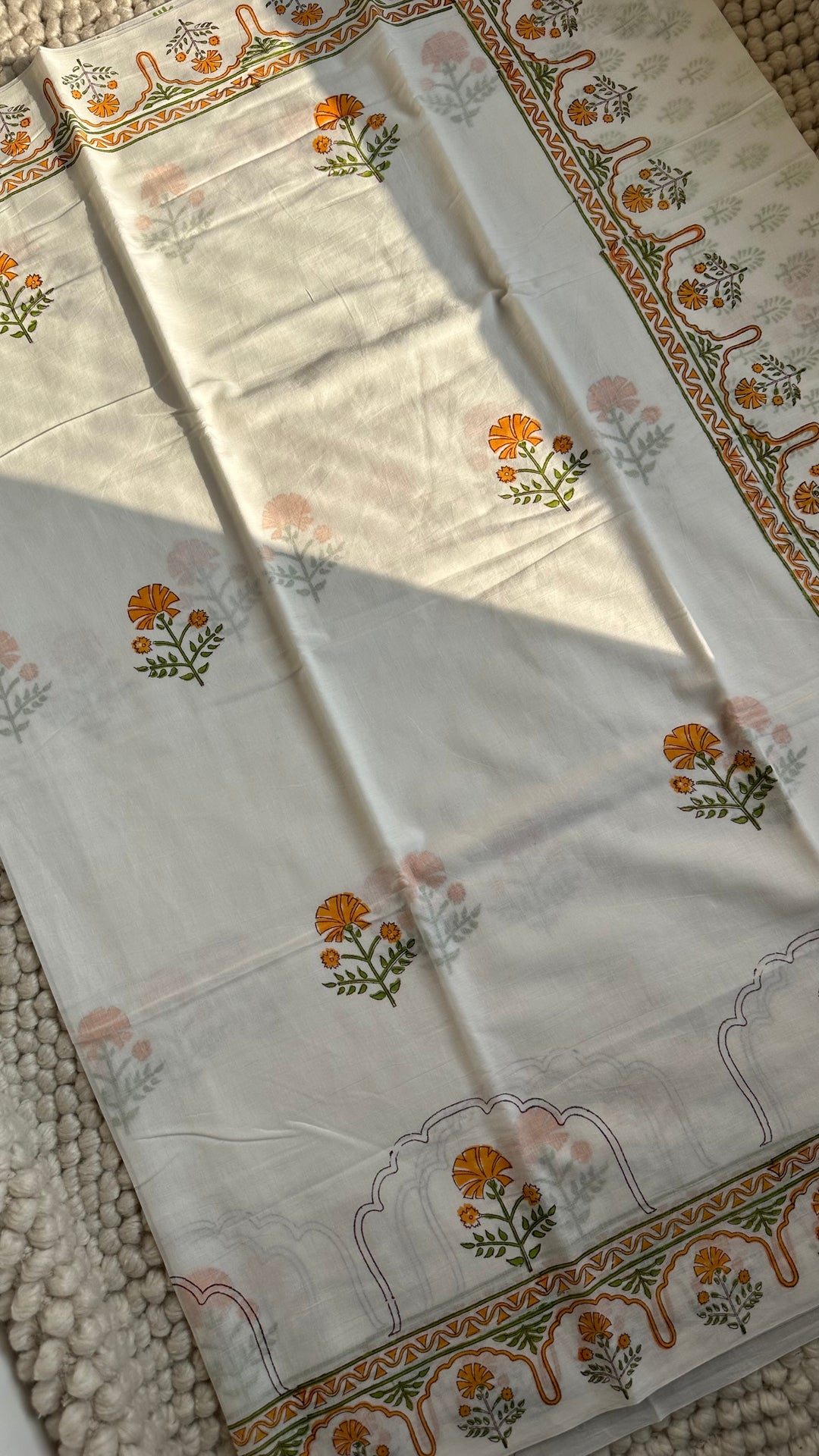 BAGRU HAND BLOCK PRINTED SOFT MULMUL COTTON SAREE- 115 (DISPATCH TIME - 7-10 DAYS)