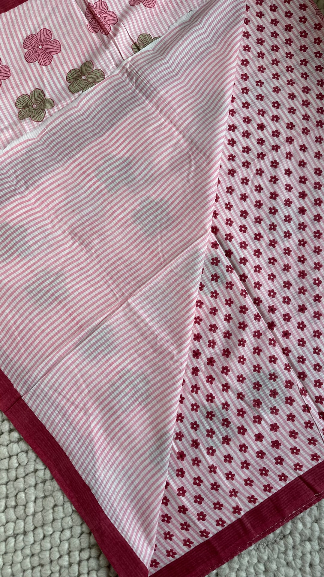 SANGANERI HAND BLOCK PRINTED SOFT COTTON SAREE- 023