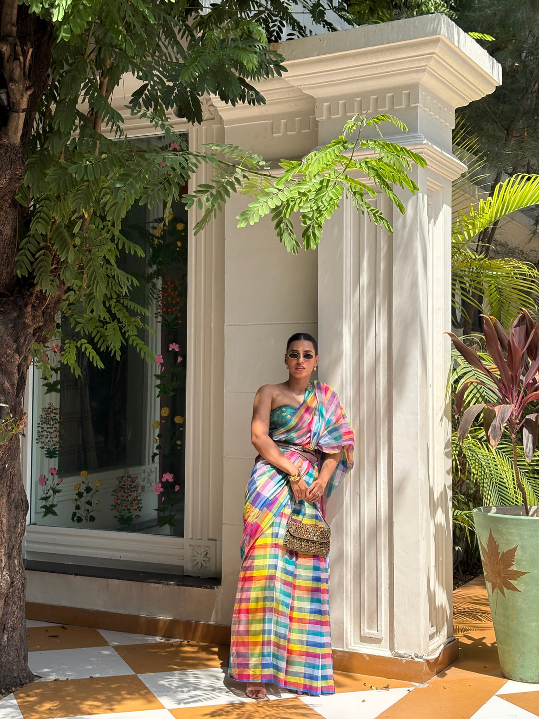 HANDWOVEN MULTICOLOUR CHECKERED MULMUL COTTON SAREE - 05 (DISPATCH TIME - 7 TO 10 DAYS)