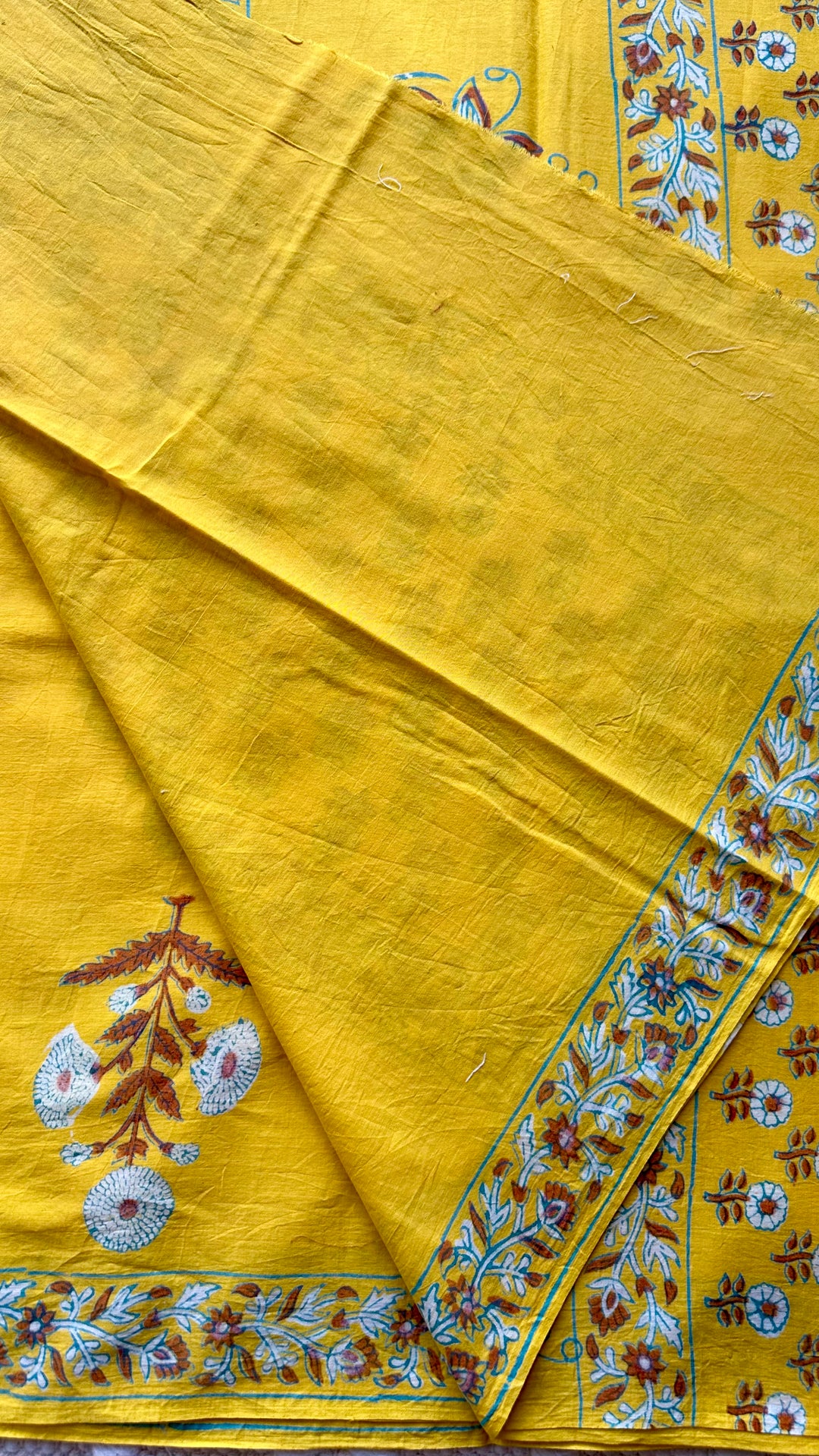 BAGRU HAND BLOCK PRINTED SOFT MULMUL COTTON SAREE- 070