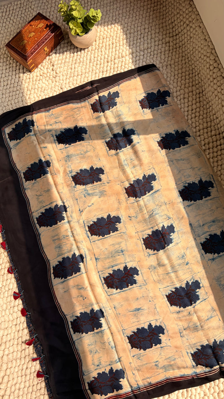NETRA - AJRAKH HAND BLOCK PRINTED PREMIUM MODAL SILK SAREE
