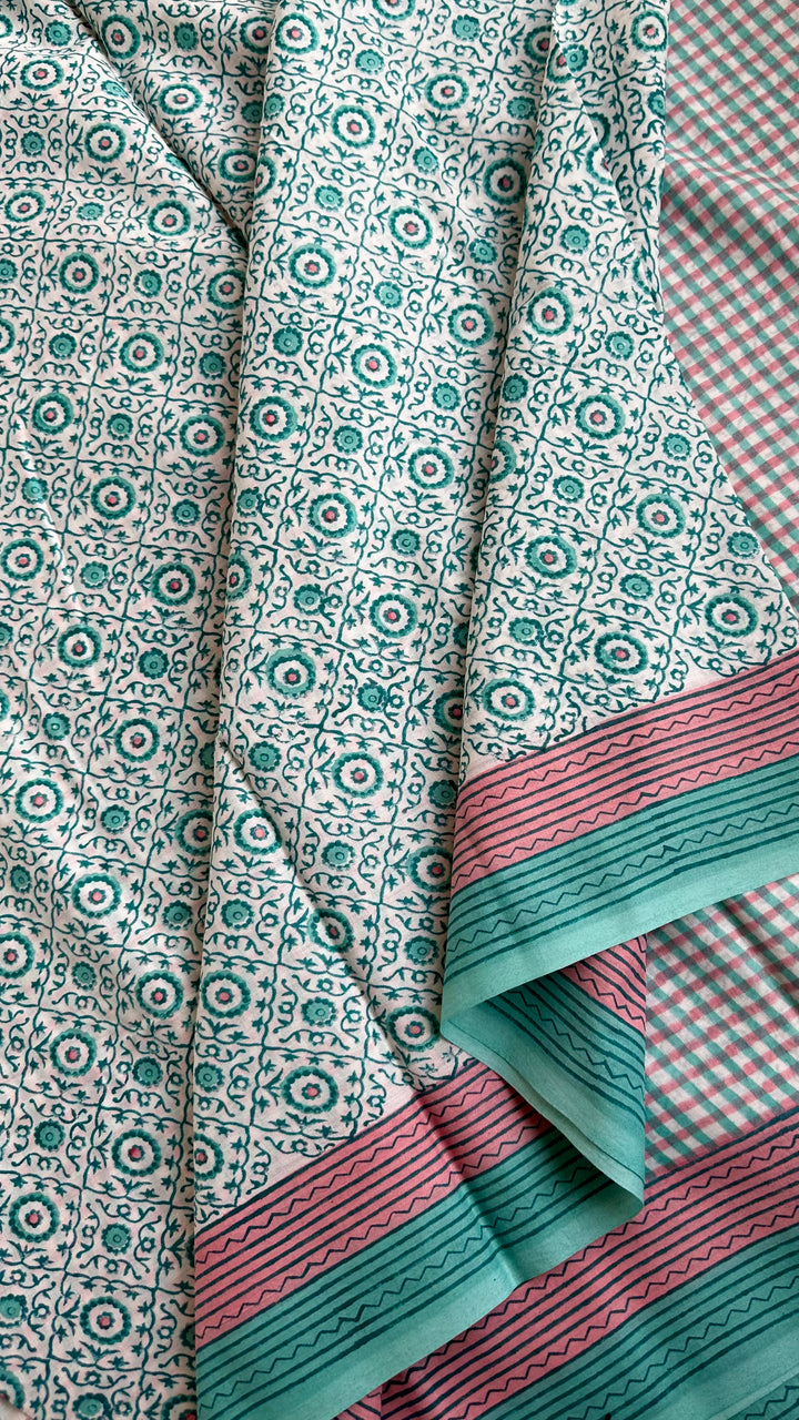 SANGANERI HAND BLOCK PRINTED SOFT COTTON SAREE- 030