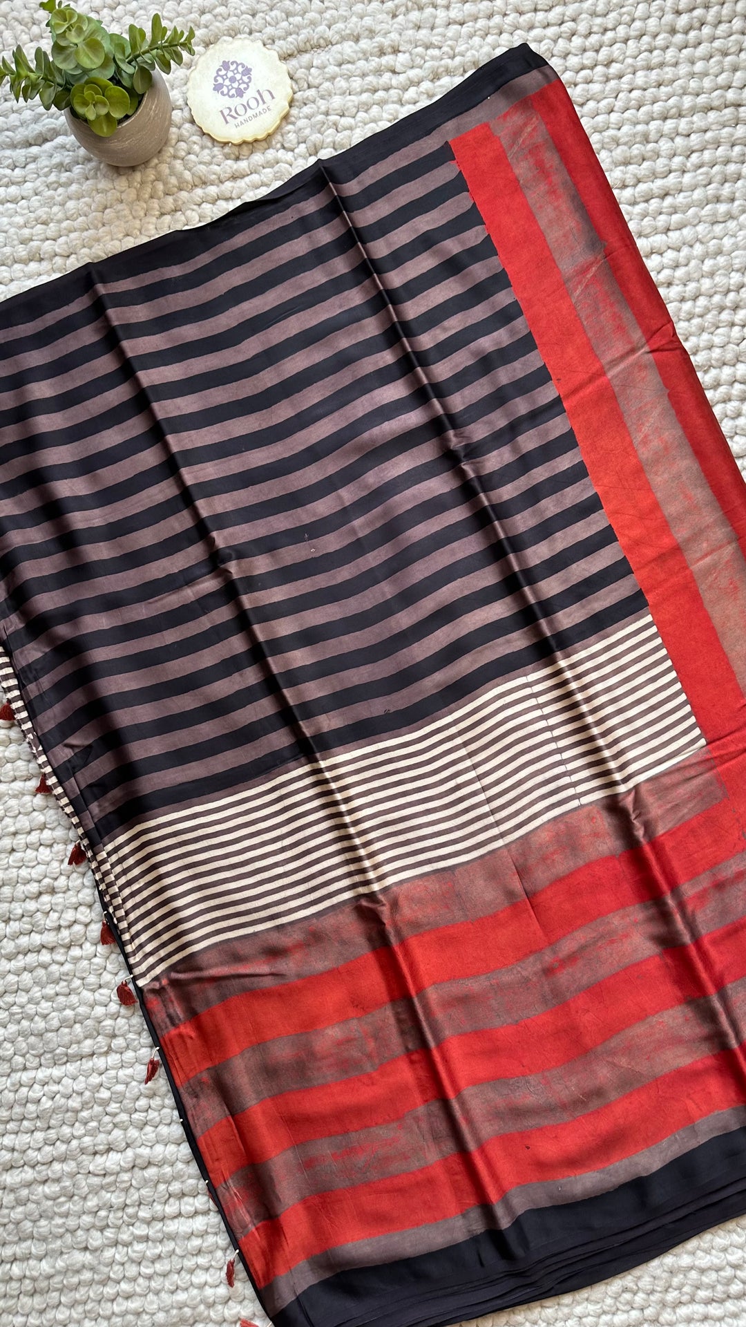 ROOH EXCLUSIVES- AJRAKH HAND BLOCK PRINTED PREMIUM MODAL SILK SAREE 24
