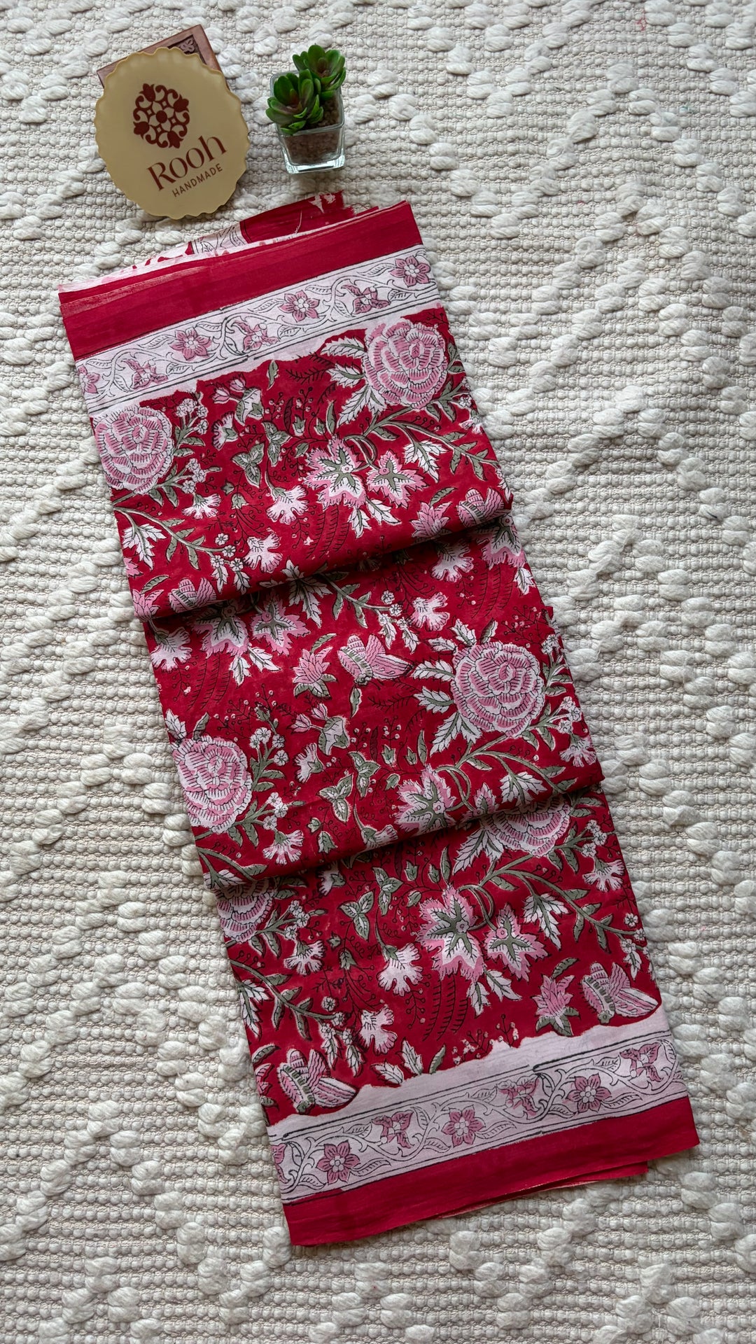 BAGRU HAND BLOCK PRINTED SOFT MULMUL COTTON SAREE- 107 (DISPATCH TIME - 5 TO 7 DAYS)