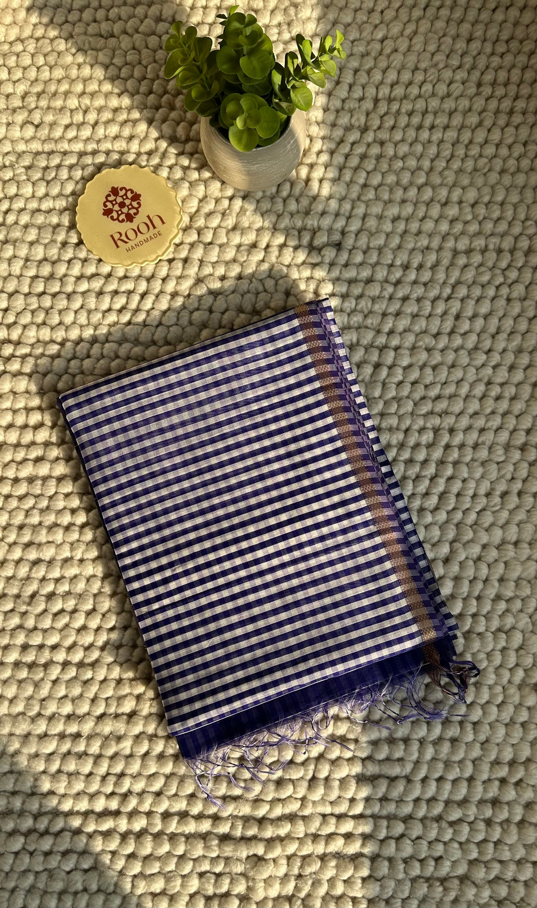 ROYAL PURPLE CHECKS - PREMIUM HANDWOVEN MAHESHWARI SILK BY COTTON SAREE (DISPATCH TIME IS 10-15 DAYS)