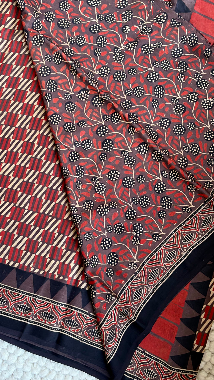 ROOH EXCLUSIVES- AJRAKH HAND BLOCK PRINTED PREMIUM MODAL SILK SAREE 03