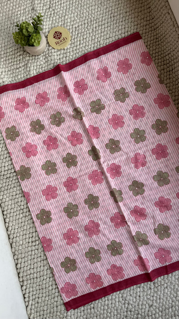 SANGANERI HAND BLOCK PRINTED SOFT COTTON SAREE- 023