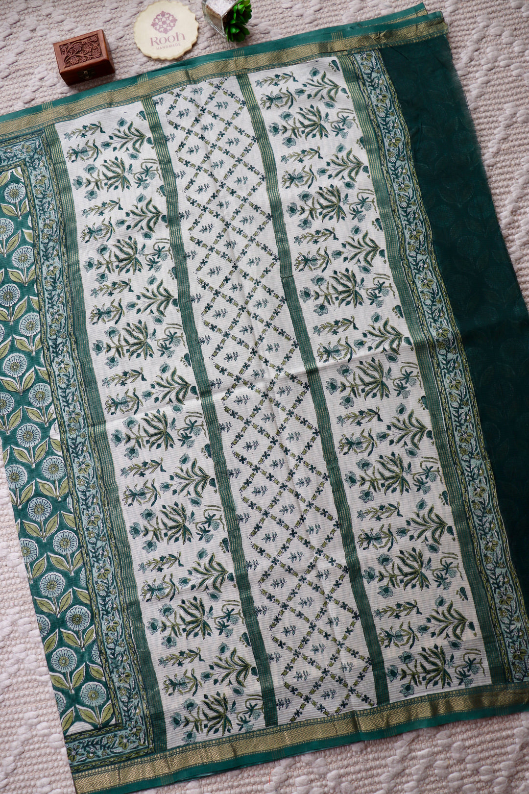 SANGANERI HAND BLOCK PRINTED SILK COTTON SAREE- 003