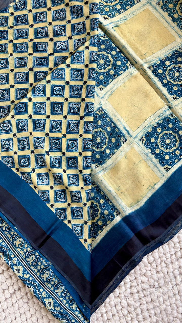 ROOH EXCLUSIVES- AJRAKH HAND BLOCK PRINTED PREMIUM MODAL SILK SAREE 11