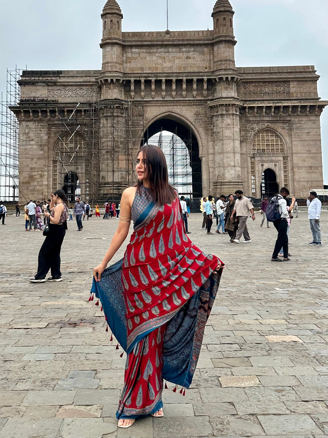MADDER PINES - SUPER PREMIUM & BUTTERY SOFT AJRAKH HAND BLOCK PRINTED MODAL SILK SAREE (ONLY AVAILABLE ON PRE ORDER- DISPATCH TIME IS 35 TO 40 DAYS)