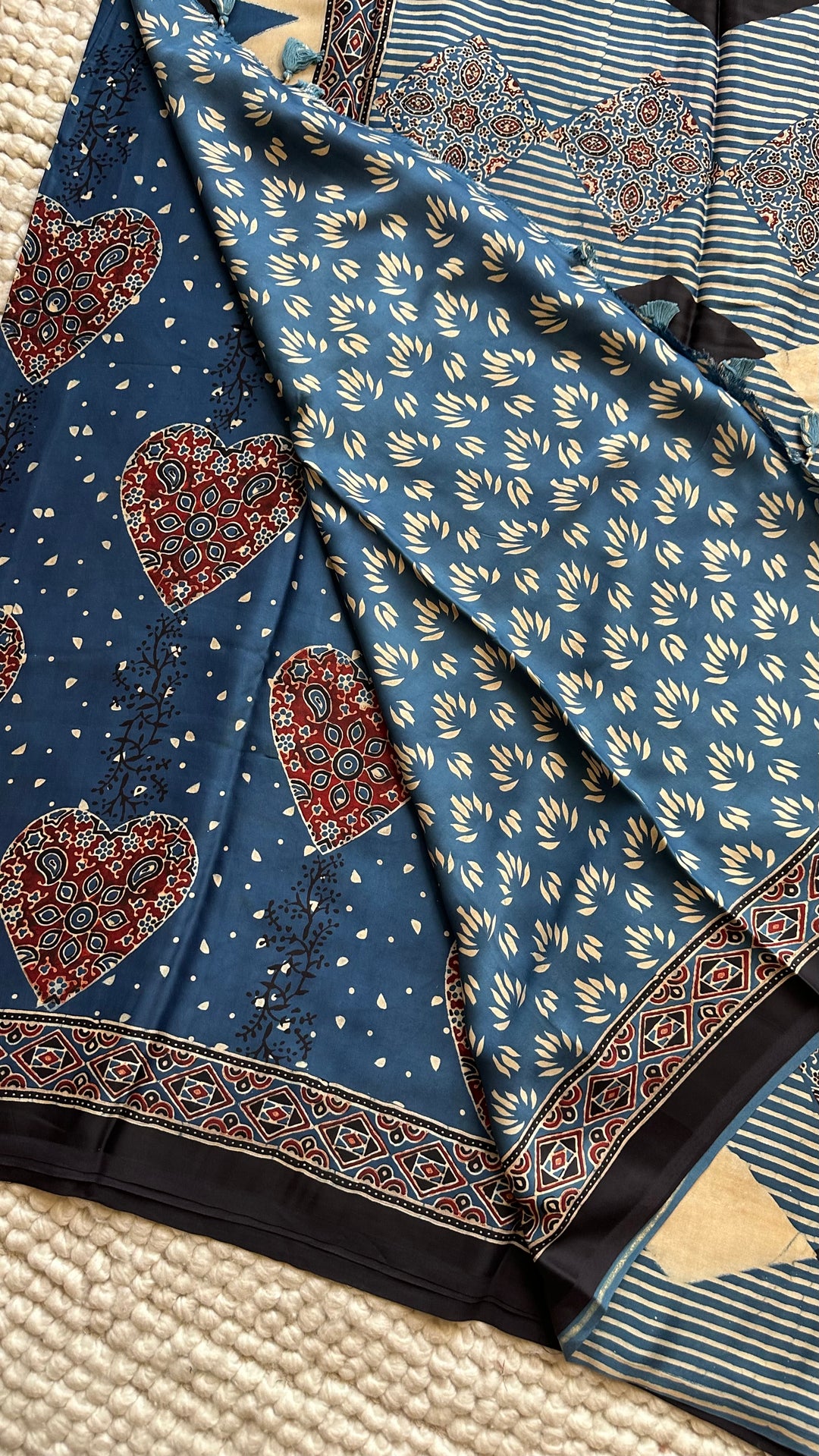 ROOH EXCLUSIVES- AJRAKH HAND BLOCK PRINTED PREMIUM MODAL SILK SAREE 13