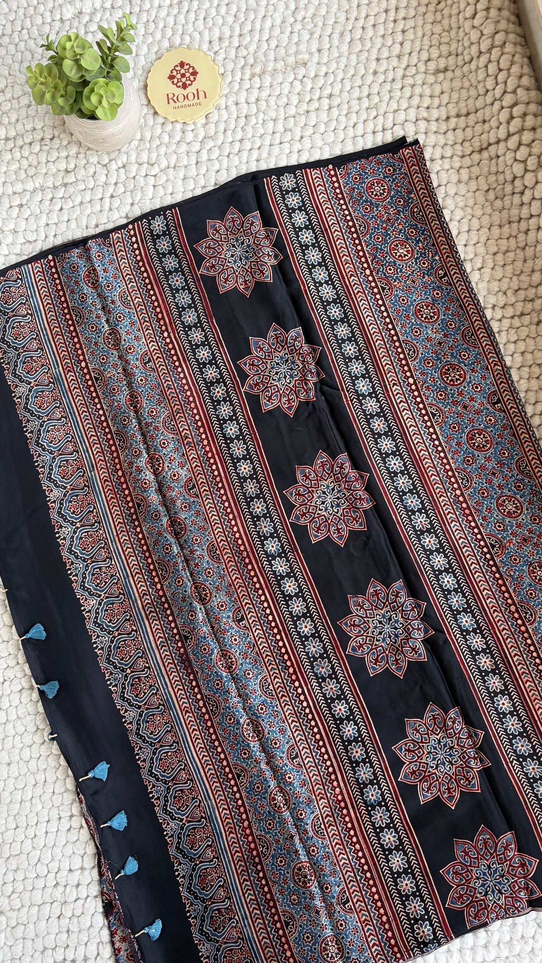 ROOH EXCLUSIVES- AJRAKH HAND BLOCK PRINTED PREMIUM MODAL SILK SAREE 07