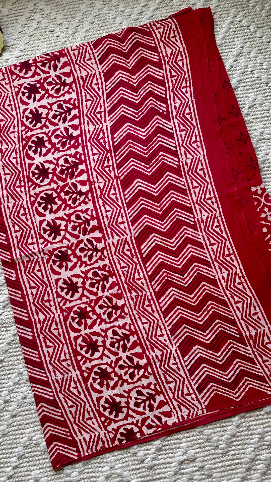 BAGRU HAND BLOCK PRINTED SOFT MULMUL COTTON SAREE- 096