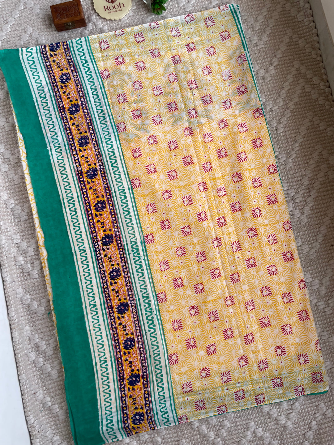 BAGRU HAND BLOCK PRINTED SOFT MULMUL COTTON SAREE- 050