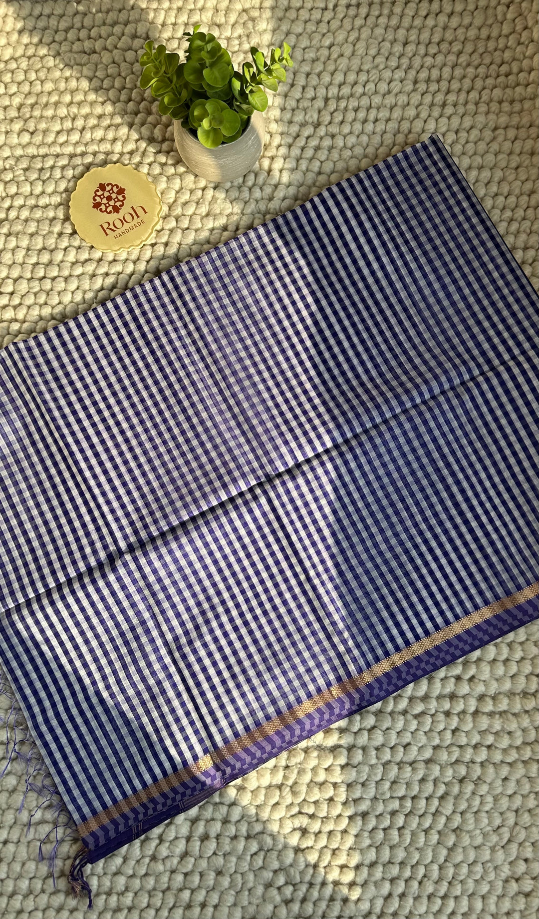 ROYAL PURPLE CHECKS - PREMIUM HANDWOVEN MAHESHWARI SILK BY COTTON SAREE (DISPATCH TIME IS 10-15 DAYS)