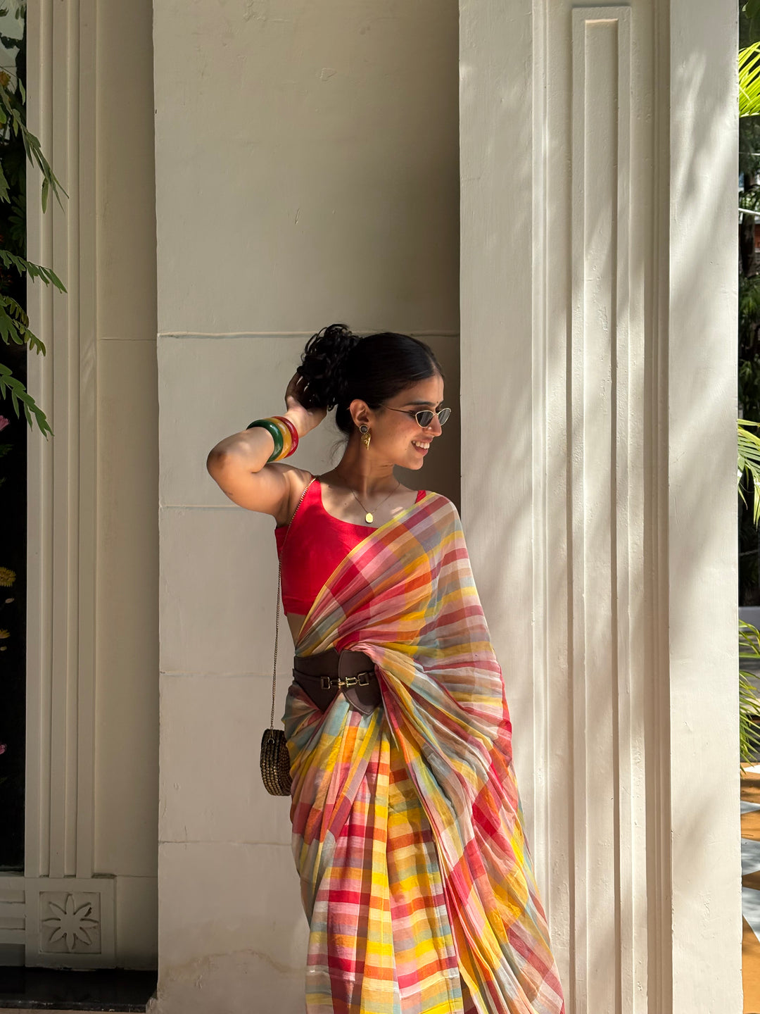 HANDWOVEN MULTICOLOUR CHECKERED MULMUL COTTON SAREE - 04 (DISPATCH TIME - 7 TO 10 DAYS)