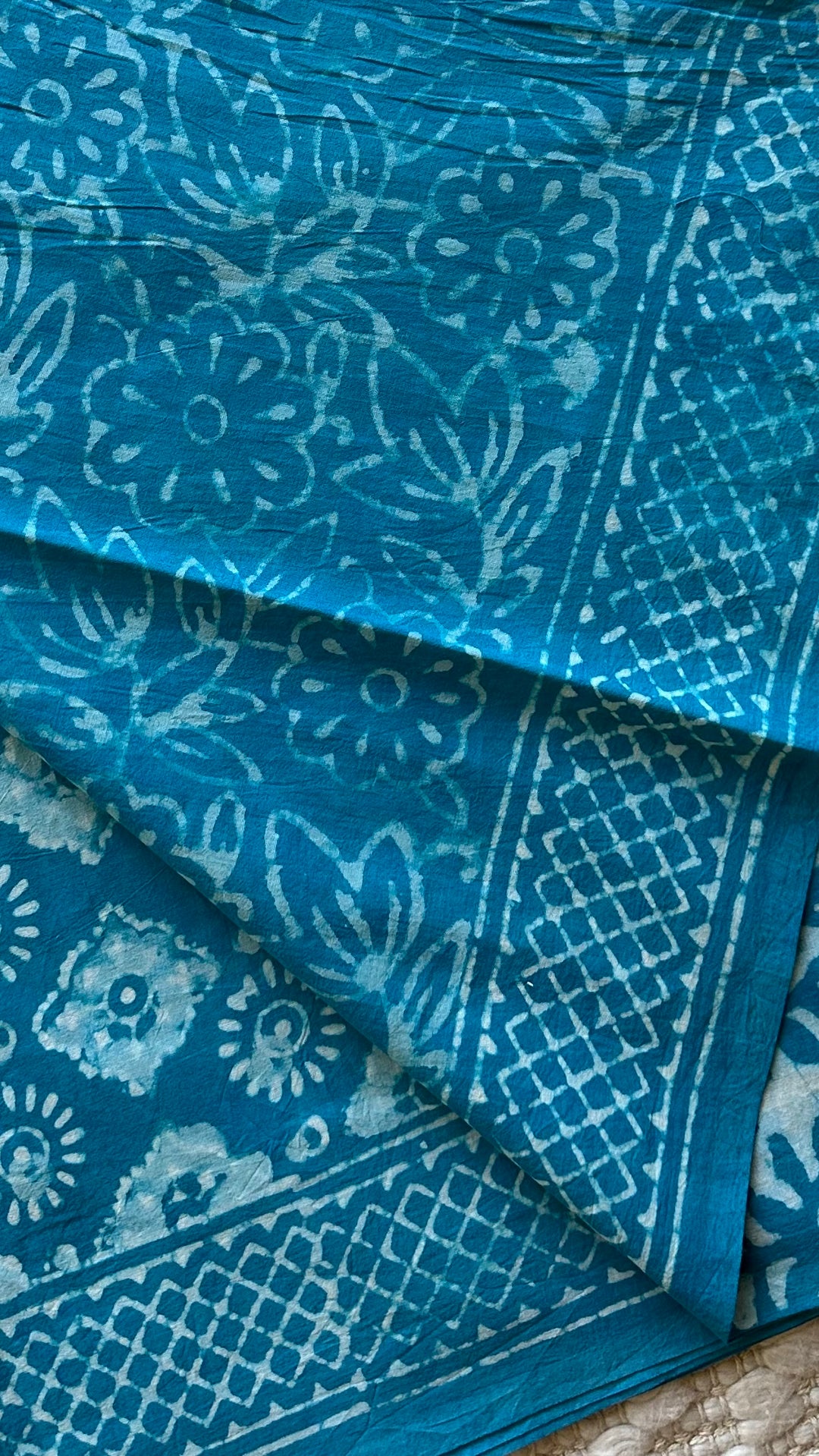 BAGRU HAND BLOCK PRINTED SOFT MULMUL COTTON SAREE- 057