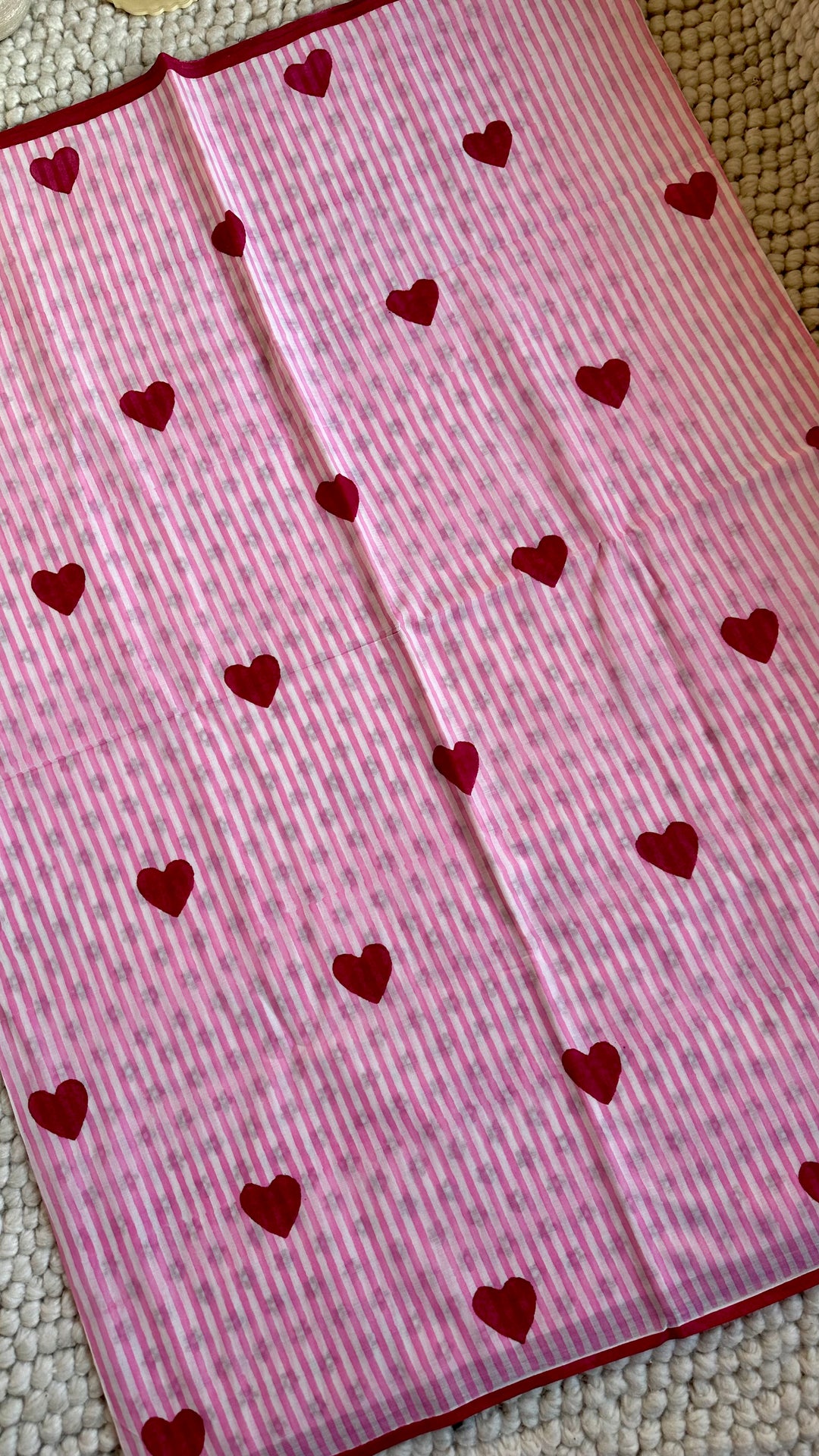 SANGANERI HAND BLOCK PRINTED SOFT MULMUL COTTON SAREE- CANDID HEARTS