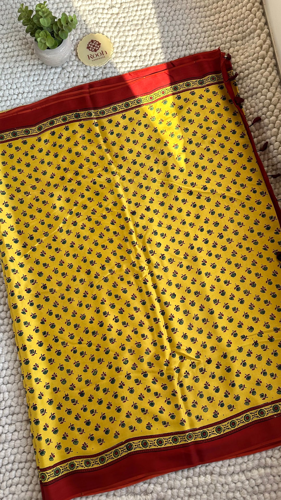 SUNSET BLOOMS - AJRAKH HAND BLOCK PRINTED PREMIUM MODAL SILK SAREE