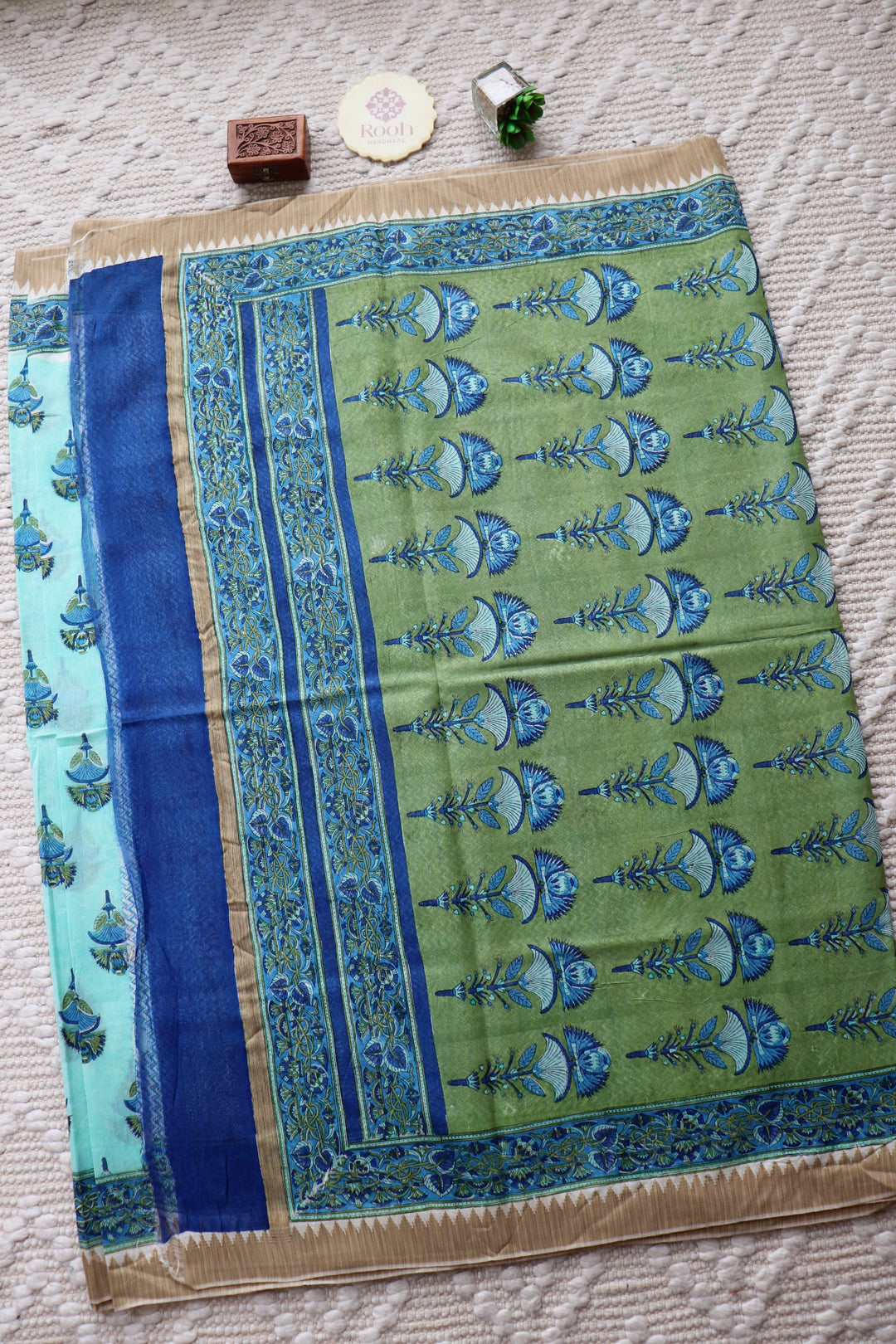 SANGANERI HAND BLOCK PRINTED SILK COTTON SAREE- 002
