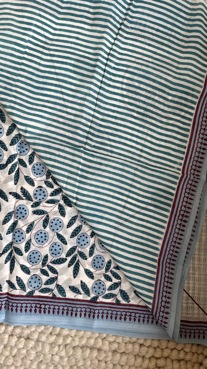 SANGANERI HAND BLOCK PRINTED SOFT COTTON SAREE- 021