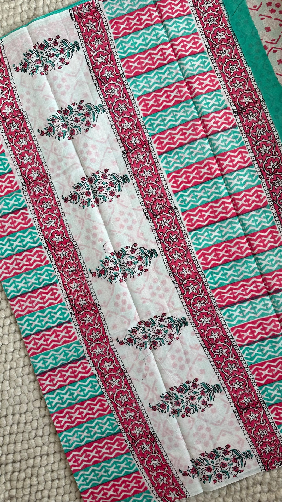 BAGRU HAND BLOCK PRINTED SOFT MULMUL COTTON SAREE- 148