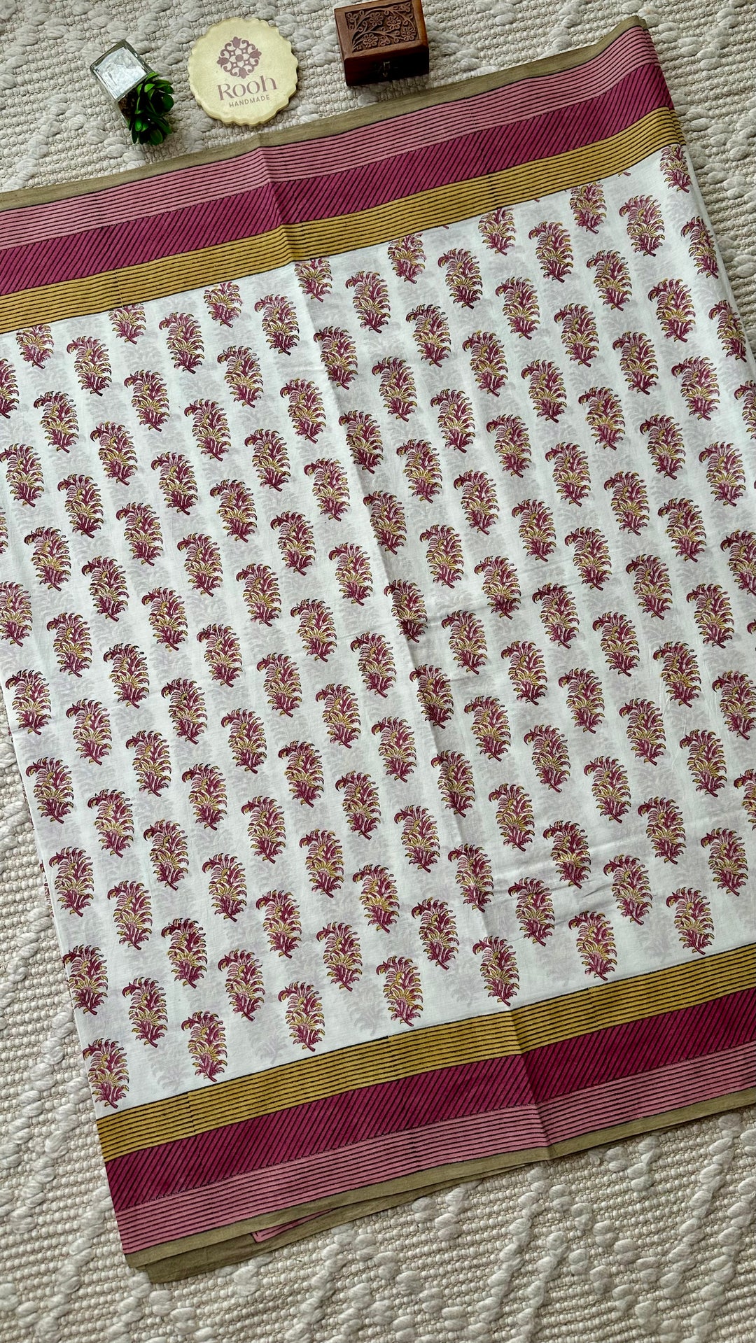 SANGANERI HAND BLOCK PRINTED SOFT MULMUL COTTON SAREE- 015