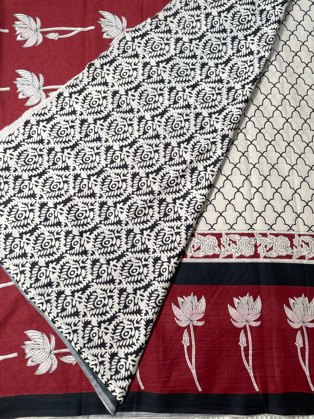 BAGRU HAND BLOCK PRINTED SOFT MULMUL COTTON SAREE- 077 (DISPATCH TIME IS 3 TO 5 DAYS)