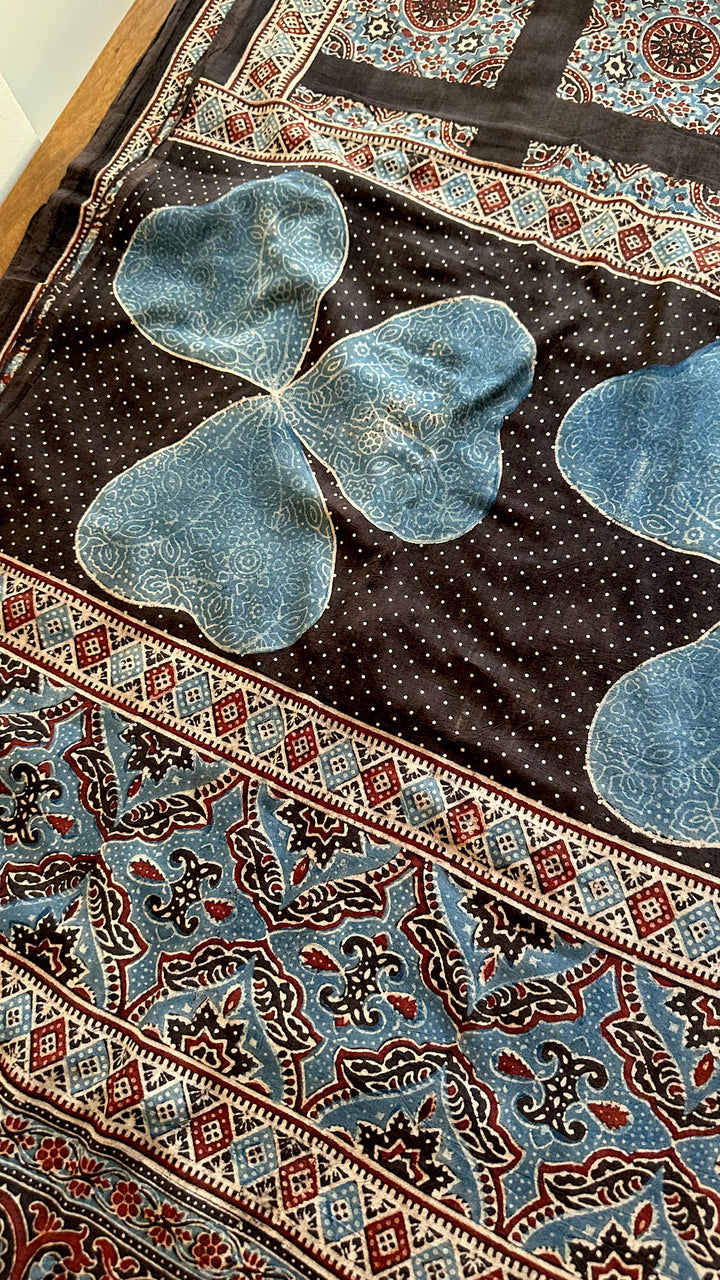 PREMIUM AJRAKH HAND BLOCK PRINTED PURE SOFT COTTON SAREE- 008