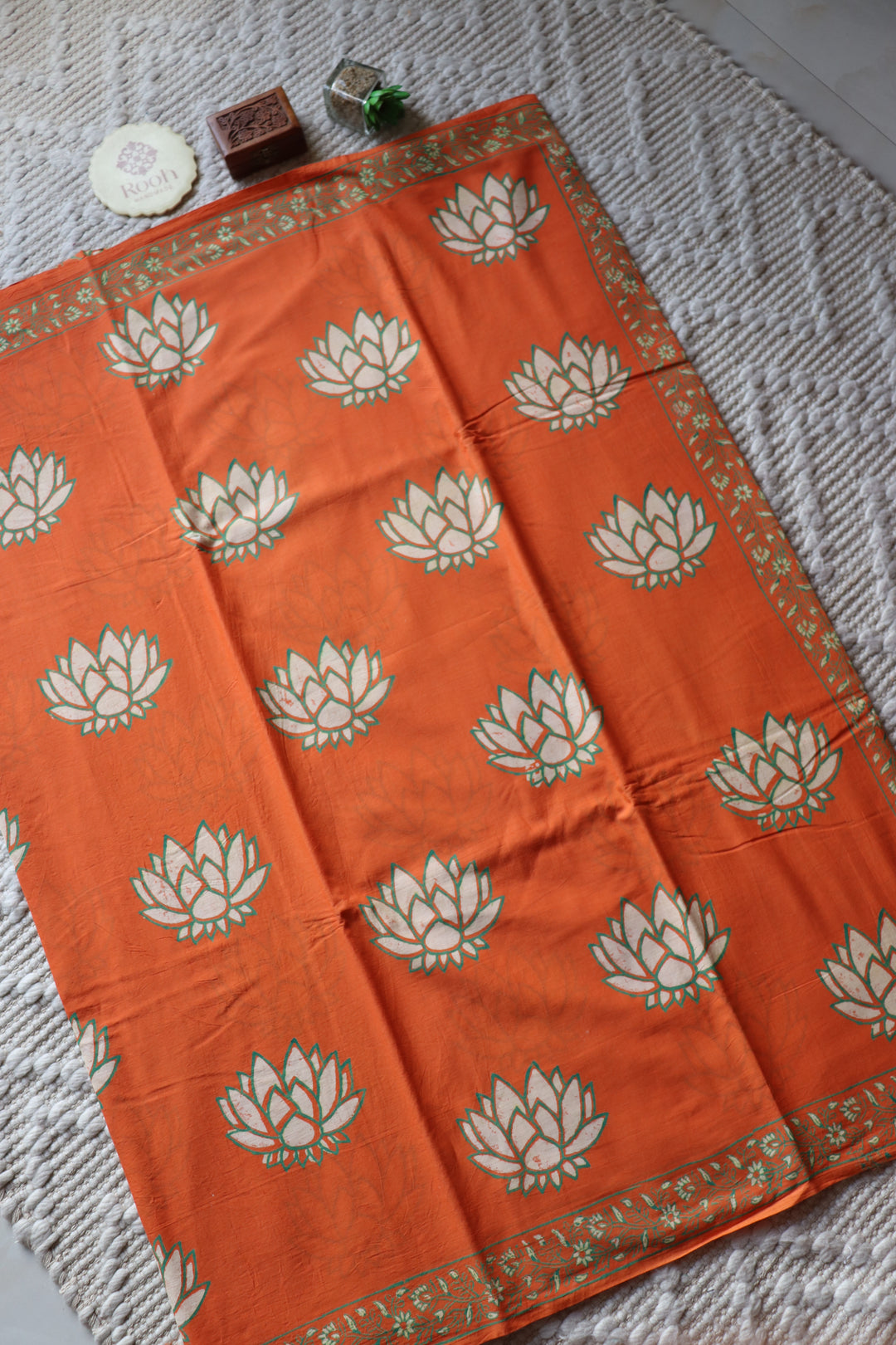 BAGRU HAND BLOCK PRINTED SOFT MULMUL COTTON SAREE- 069