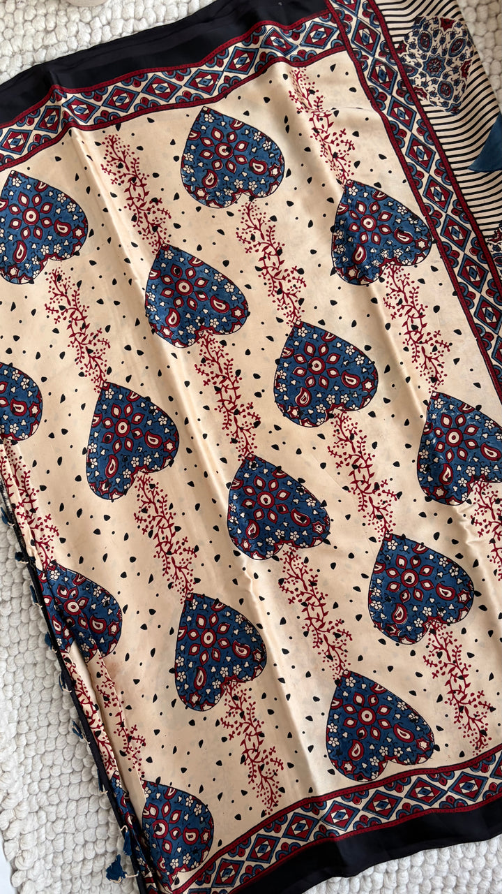 ROOH EXCLUSIVES- AJRAKH HAND BLOCK PRINTED PREMIUM MODAL SILK SAREE 04