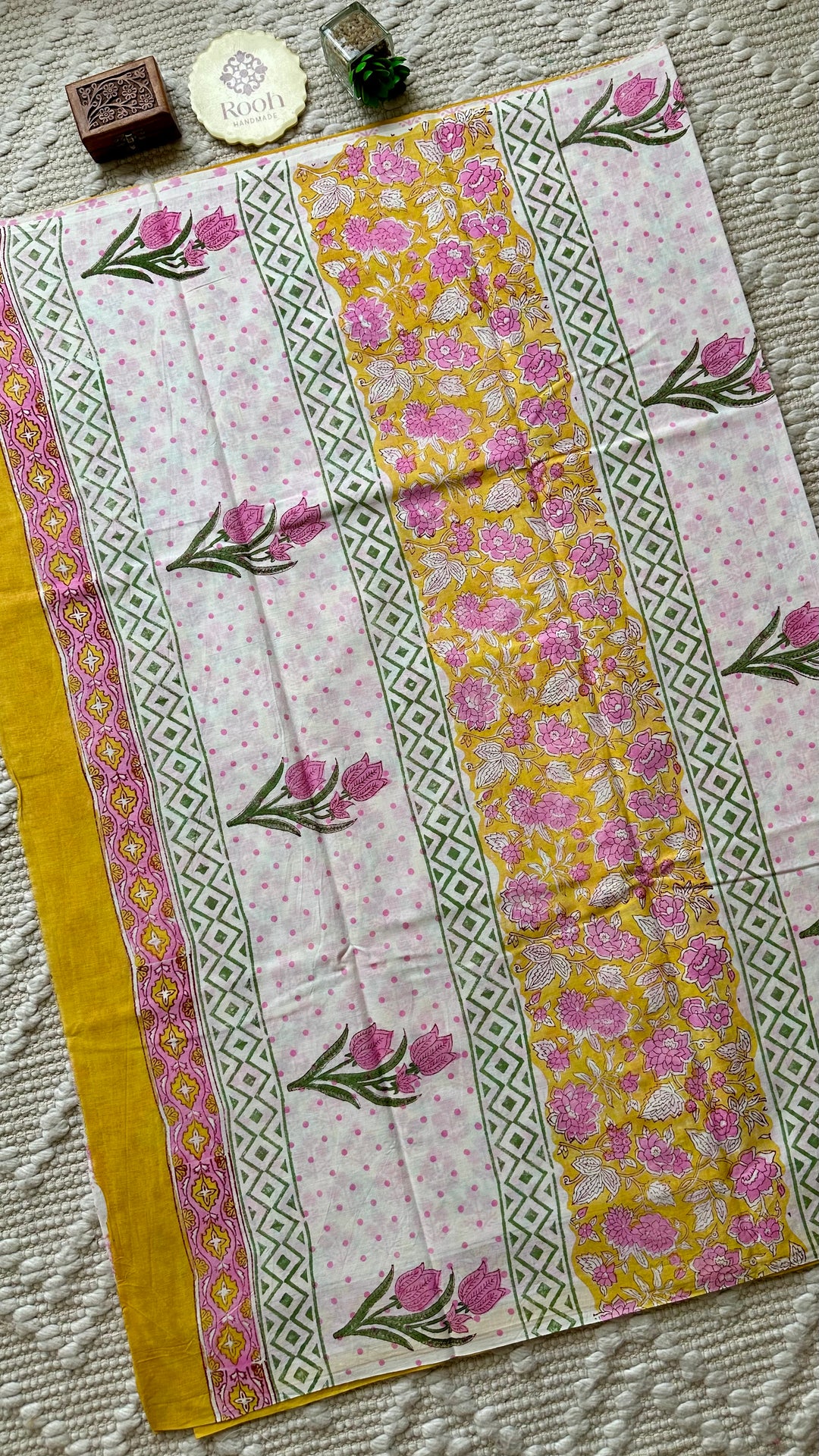 BAGRU HAND BLOCK PRINTED SOFT MULMUL COTTON SAREE- 074