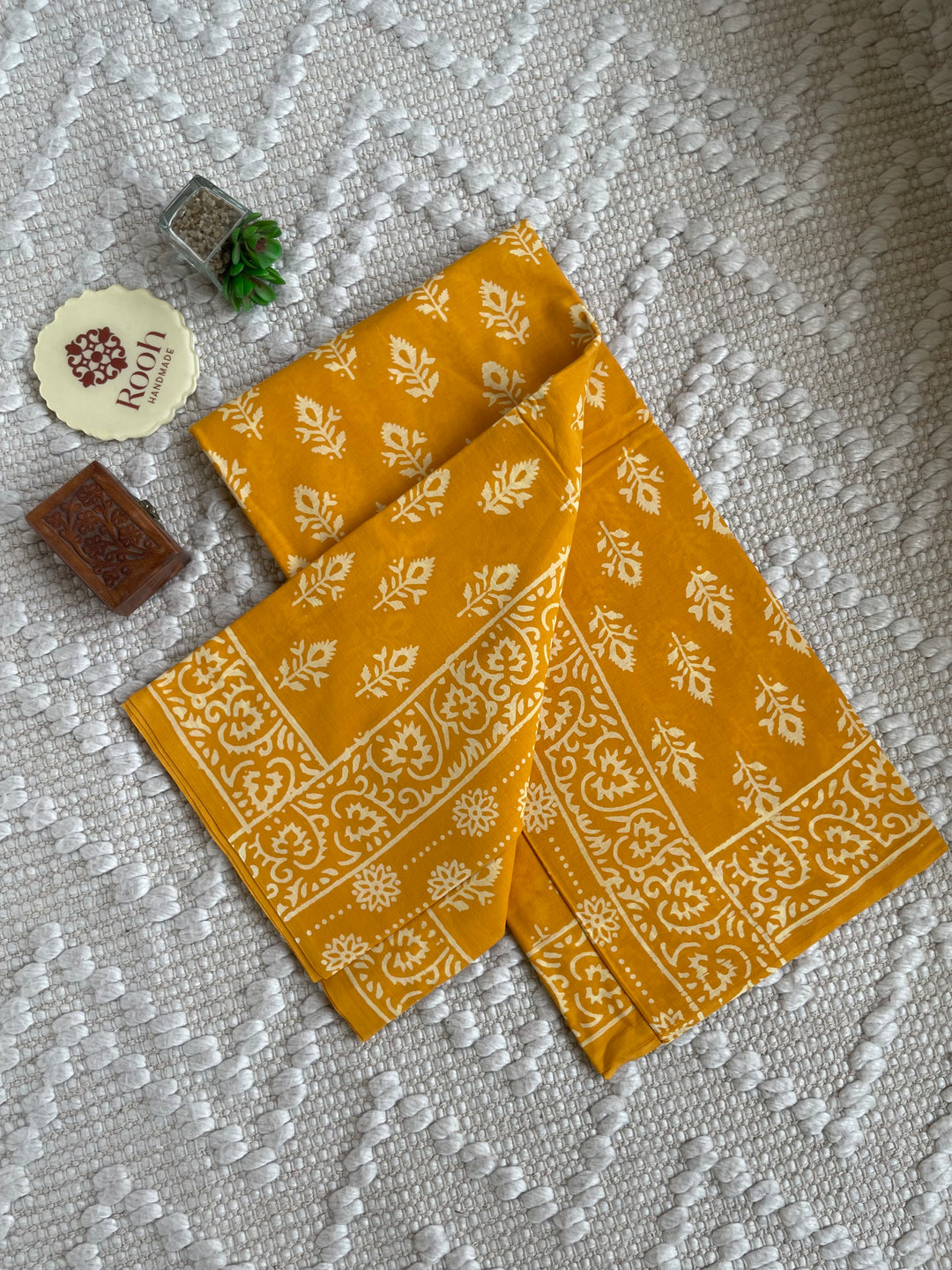 BAGRU HAND BLOCK PRINTED SOFT MULMUL COTTON SAREE- 047