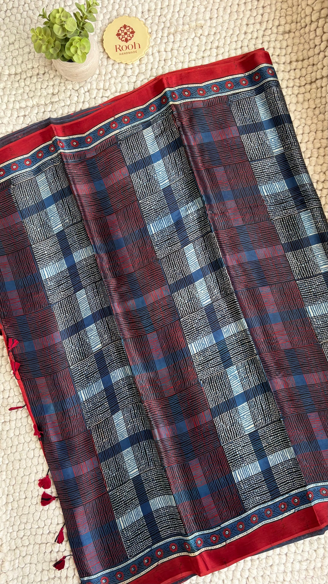 ROOH EXCLUSIVES- AJRAKH HAND BLOCK PRINTED PREMIUM MODAL SILK SAREE 10