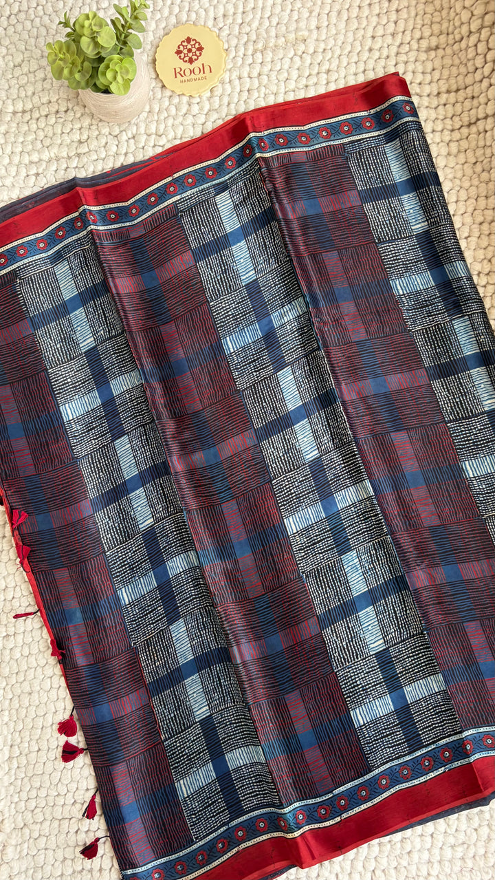ROOH EXCLUSIVES- AJRAKH HAND BLOCK PRINTED PREMIUM MODAL SILK SAREE 10