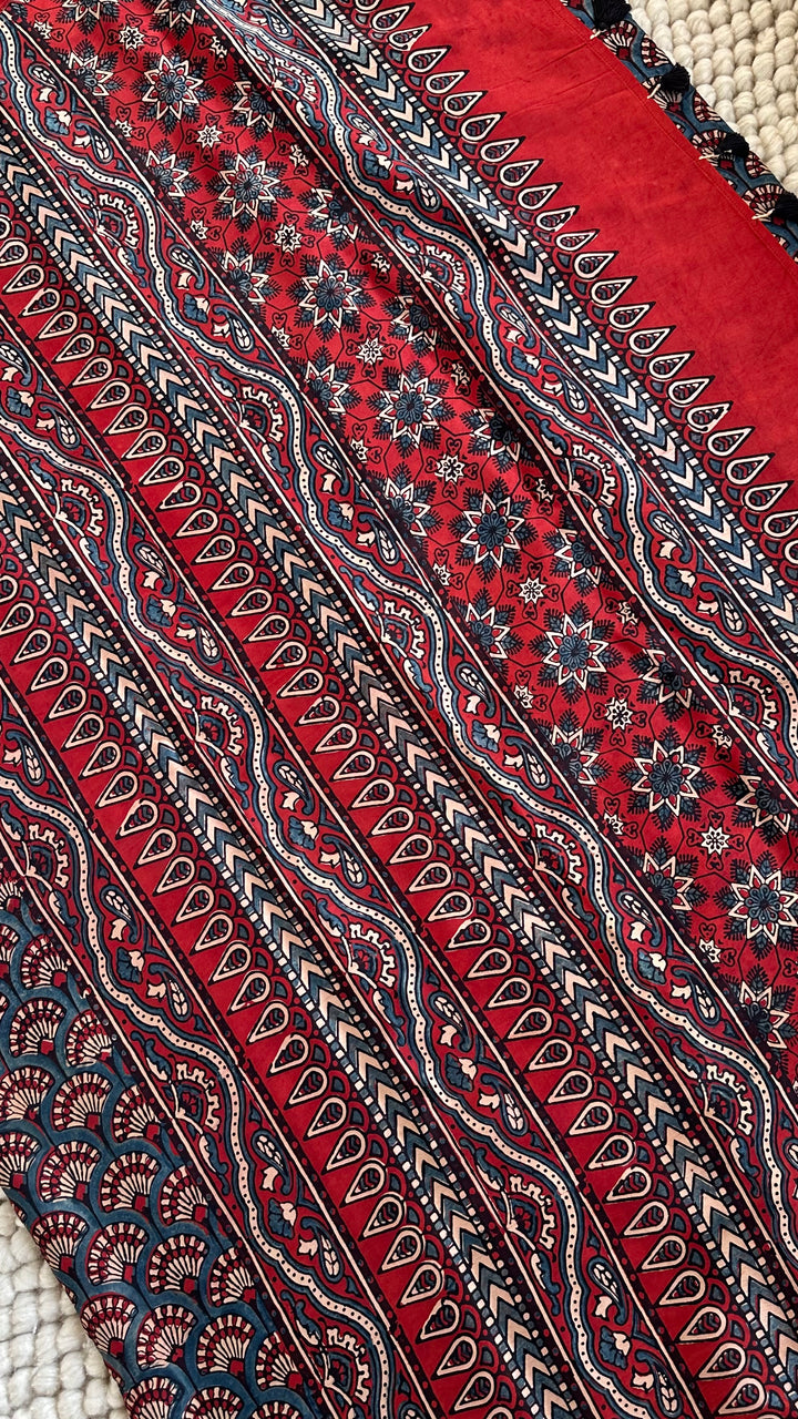 KASHISH - AJRAKH HAND BLOCK PRINTED PREMIUM MODAL SILK SAREE