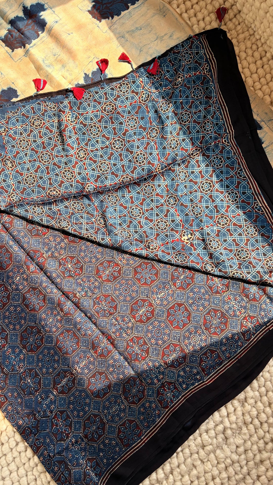 NETRA - AJRAKH HAND BLOCK PRINTED PREMIUM MODAL SILK SAREE