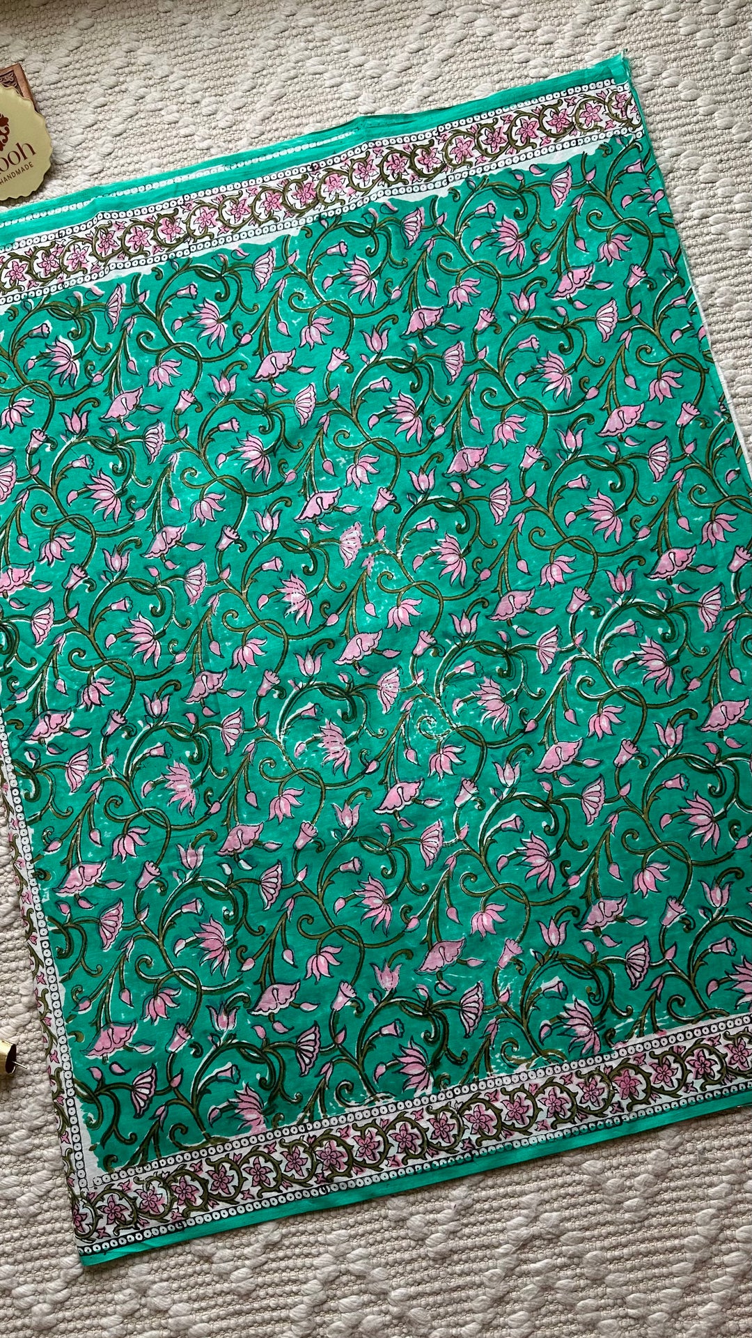 BAGRU HAND BLOCK PRINTED SOFT MULMUL COTTON SAREE- 097