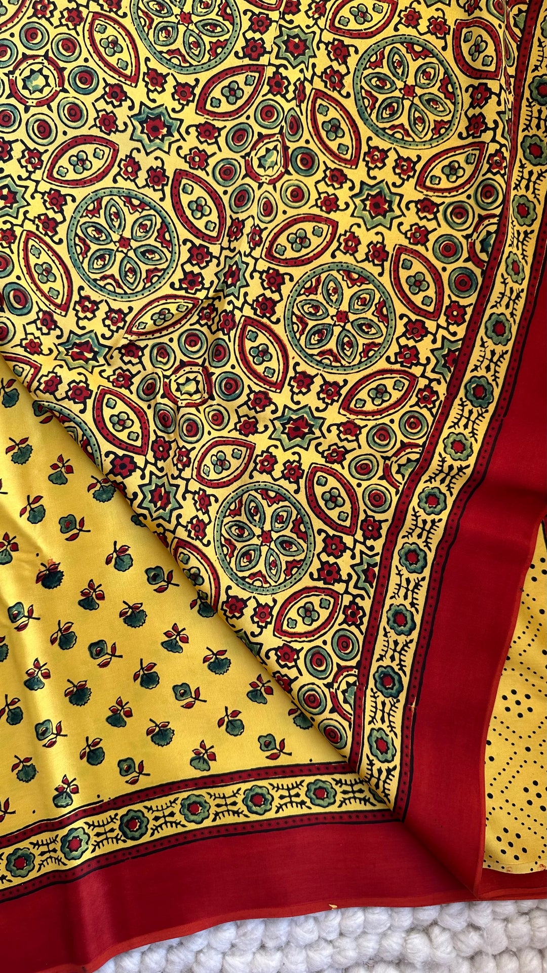 SUNSET BLOOMS - AJRAKH HAND BLOCK PRINTED PREMIUM MODAL SILK SAREE