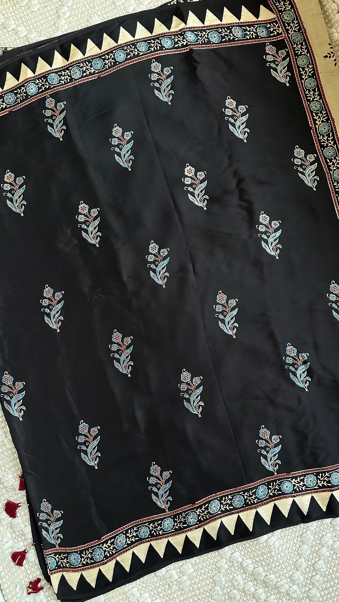 RAATRI - PREMIUM AJRAKH HAND BLOCK PRINTED MODAL SILK SAREE