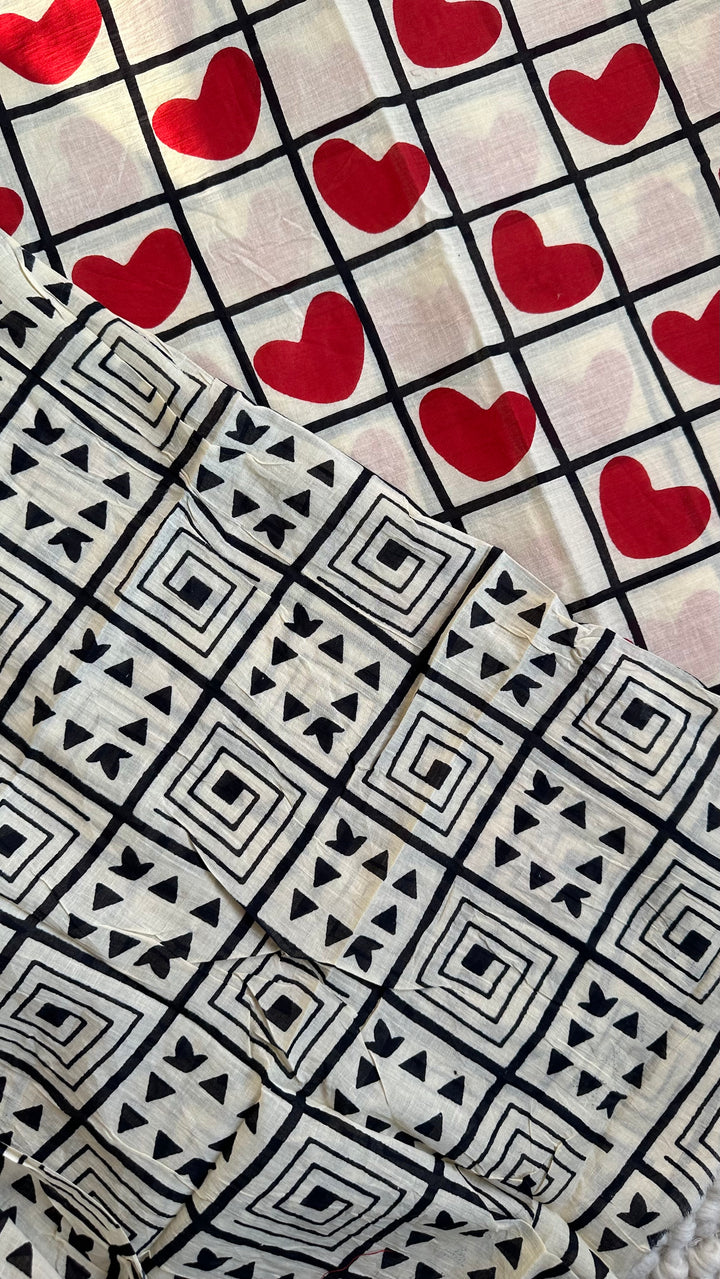 DILBARO - QUIRKY BAGRU HAND BLOCK PRINTED SOFT MULMUL COTTON SAREE