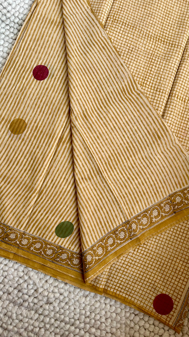 BAGRU HAND BLOCK PRINTED SOFT MULMUL COTTON SAREE- 139